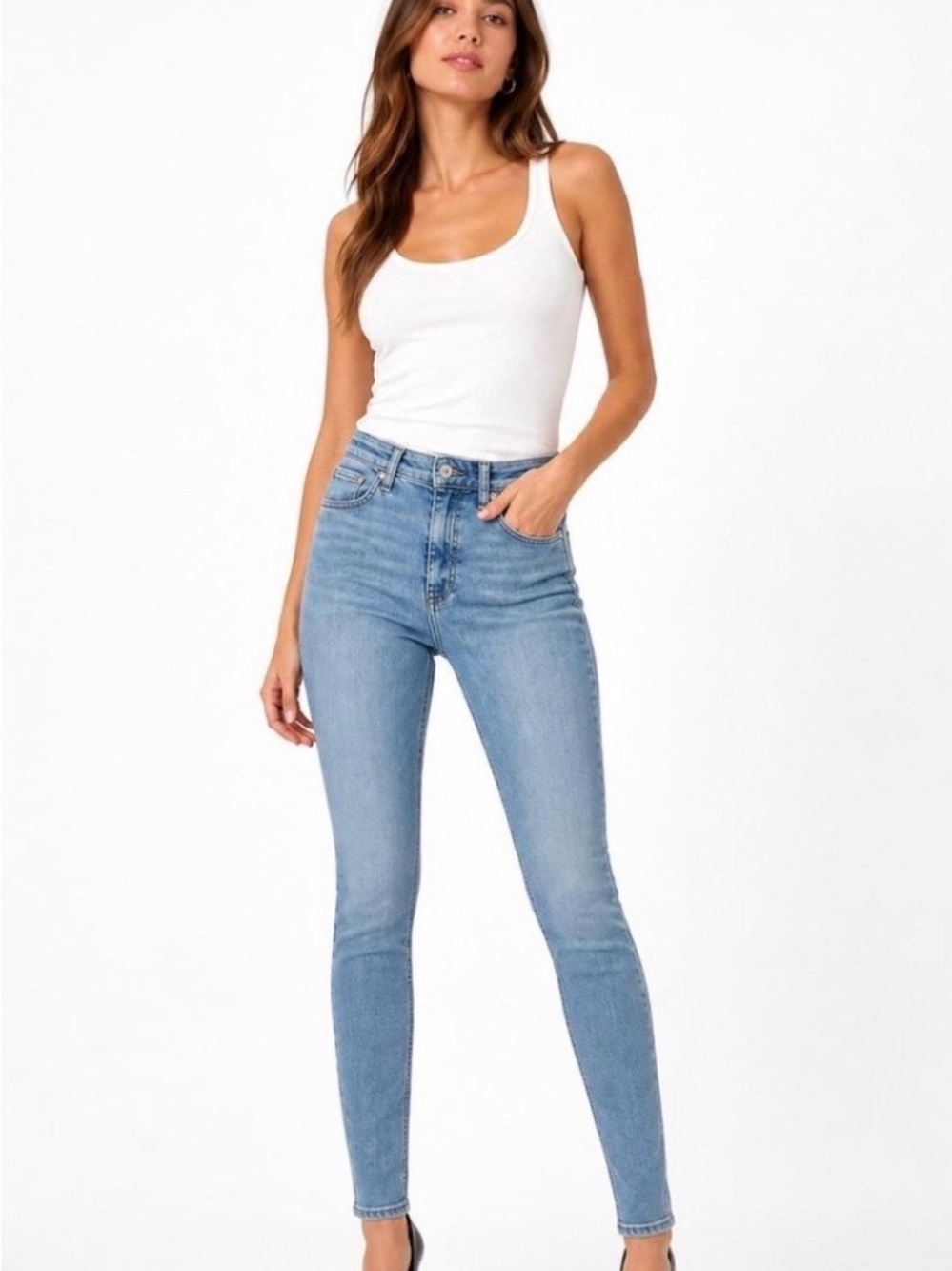 High-Rise Skinny Women Jeans in Light Blue
